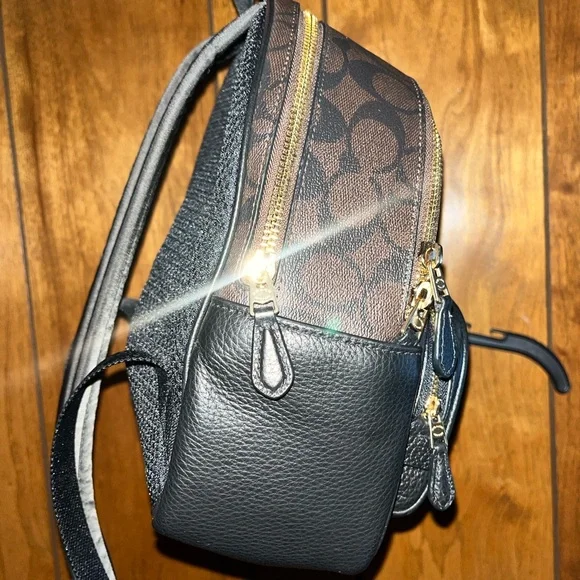 Coach Brown and Black Leather Backpack - Picture 4 of 8